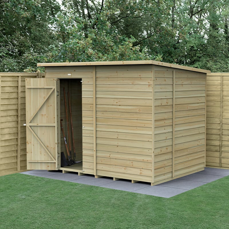 8' x 6' Forest 4Life 25yr Guarantee Overlap Pressure Treated Windowless Pent Wooden Shed (2.52m x 2.05m) by Buy Sheds Direct