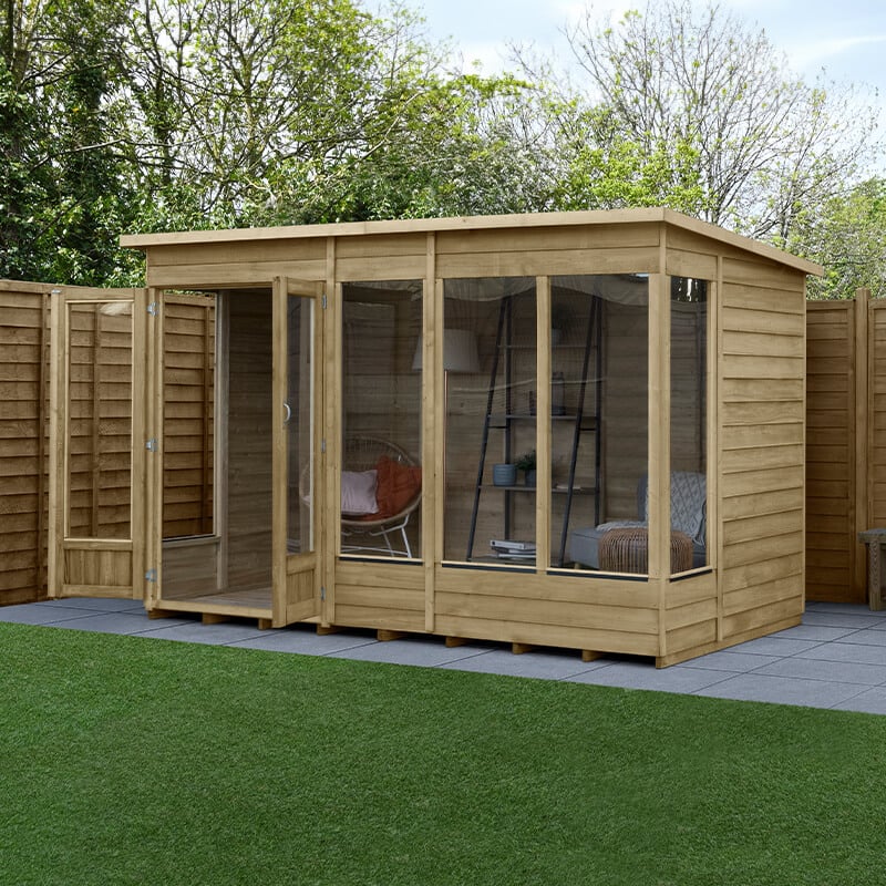 10' x 6' Forest 4Life 25yr Guarantee Double Door Pent Summer House (3.11m x 2.05m) by Buy Sheds Direct