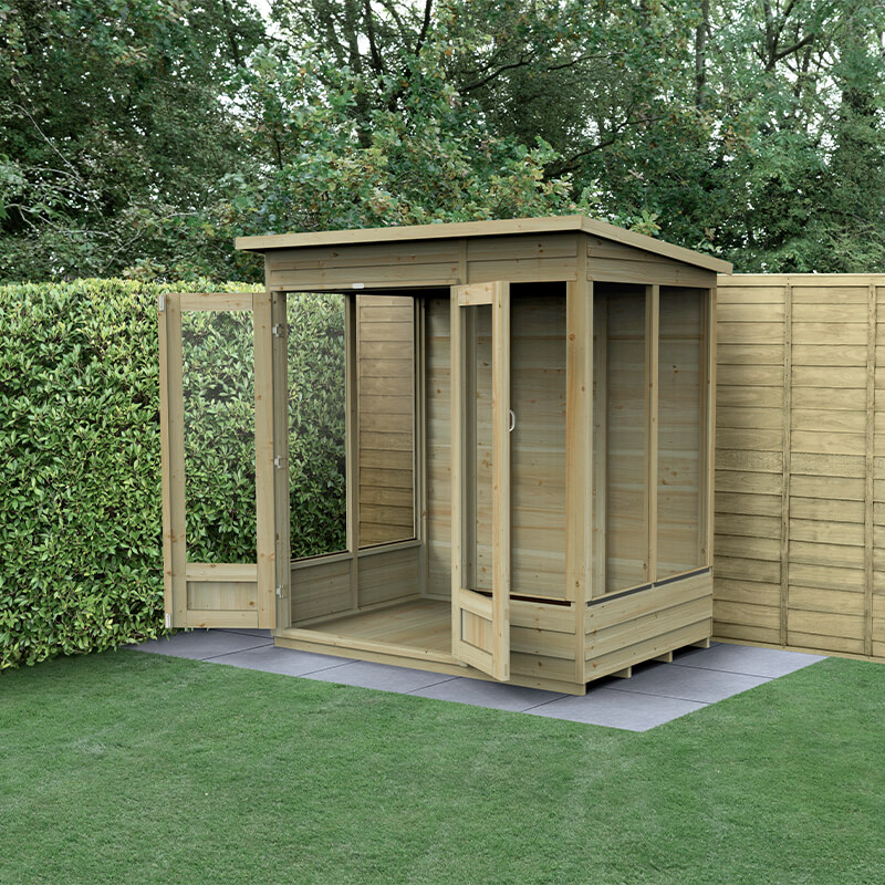 6' x 4' Forest 4Life 25yr Guarantee Double Door Pent Summer House (1.98m x 1.4m) by Buy Sheds Direct