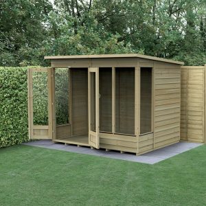8' x 6' Forest 4Life 25yr Guarantee Double Door Pent Summer House (2.52m x 2.05m) by Buy Sheds Direct