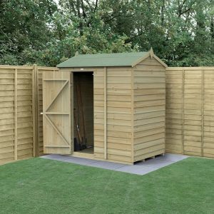 6' x 4' Forest 4Life 25yr Guarantee Overlap Pressure Treated Windowless Reverse Apex Wooden Shed (1.88m x 1.34m) by Buy Sheds Direct