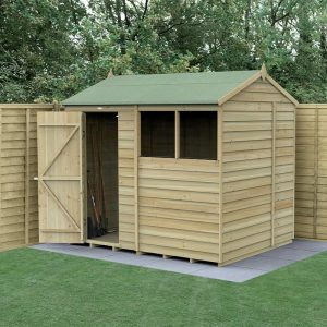 8' x 6' Forest 4Life 25yr Guarantee Overlap Pressure Treated Reverse Apex Wooden Shed (2.42m x 1.99m) by Buy Sheds Direct