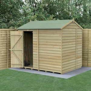 8' x 6' Forest 4Life 25yr Guarantee Overlap Pressure Treated Windowless Reverse Apex Wooden Shed (2.42m x 1.99m) by Buy Sheds Direct
