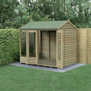 8' x 6' Forest 4Life 25yr Guarantee Double Door Reverse Apex Summer House (2.42m x 1.99m) by Buy Sheds Direct