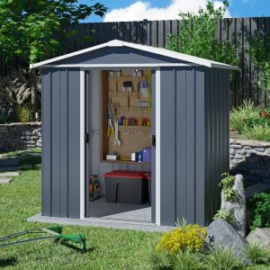 6'8 x 4'6 Yardmaster Castleton Anthracite Metal Shed (2.02m x 1.37m) by Buy Sheds Direct