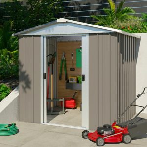 6'8 x 7'2 Yardmaster Tall Stone Grey Metal Shed (2.02m x 2.17m) by Buy Sheds Direct