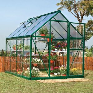 6' x 8' Palram Canopia Hybrid Walk In Green Polycarbonate Greenhouse (1.85m x 2.47m) by Buy Sheds Direct