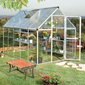 6' x 10' Palram Canopia Hybrid Walk In Silver Polycarbonate Greenhouse (1.85m x 3.06m) by Buy Sheds Direct