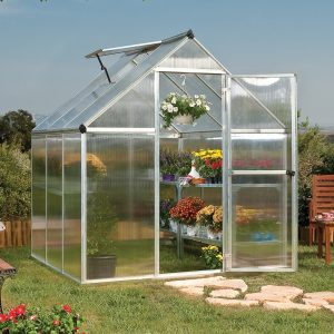 6'x6' Palram Canopia Mythos Small Silver Polycarbonate Greenhouse (1.8x1.8m) by Buy Sheds Direct