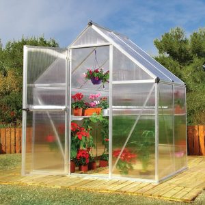 6'x4' Palram Canopia Mythos Small Silver Polycarbonate Greenhouse (1.8x1.2m) by Buy Sheds Direct