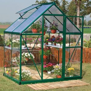 6' x 4' Palram Canopia Hybrid Green Polycarbonate Greenhouse (1.85m x 1.26m) by Buy Sheds Direct