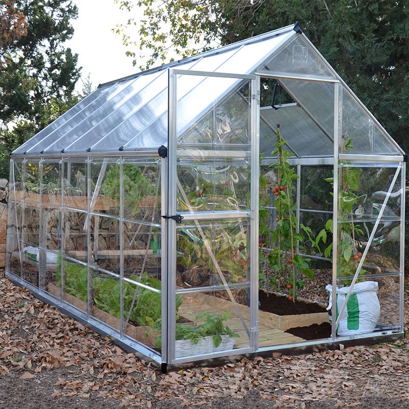 6' x 12' Palram Canopia Hybrid Large Silver Polycarbonate Greenhouse (1.85m x 3.70m) by Buy Sheds Direct