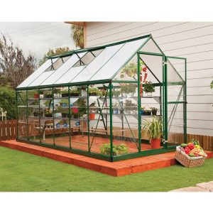 6' x 12' Palram Canopia Hybrid Large Green Polycarbonate Greenhouse (1.85m x 3.70m) by Buy Sheds Direct