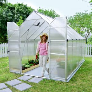 8'x12' Palram Canopia Essence Large Walk In Aluminium Framed Greenhouse (2.4x3.6m) by Buy Sheds Direct