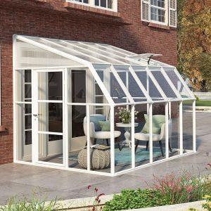 8'x10' Palram Canopia Rion White Sun Room Walk In Wall Greenhouse (2.4x3m) by Buy Sheds Direct