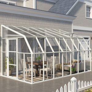 8'x14' Palram Canopia Rion White Sun Room Walk In Wall Greenhouse (2.4x4.2m) by Buy Sheds Direct