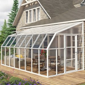 8'x16' Palram Canopia Rion White Sun Room Walk In Wall Greenhouse (2.4x4.8m) by Buy Sheds Direct