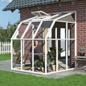 6'x6' Palram Canopia Rion White Lean to Sun Room (1.8x1.8m) by Buy Sheds Direct
