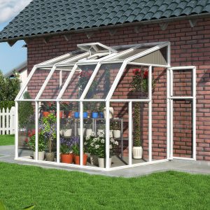 6'x8' Palram Canopia Rion White Lean to Greenhouse (1.8x2.4m) by Buy Sheds Direct
