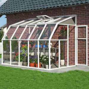 6'x10' Palram Canopia Rion White Sun Room Walk In Wall Greenhouse (1.8x3m) by Buy Sheds Direct