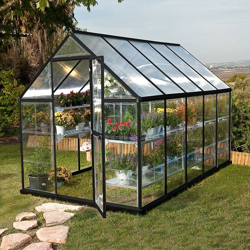 6' x 10' Palram Canopia Hybrid Walk In Grey Polycarbonate Greenhouse (1.85m x 3.06m) by Buy Sheds Direct