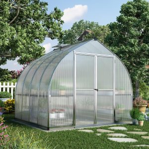 8'x8' Palram Canopia Bella Walk In Silver Aluminium Framed Greenhouse (2.4x2.4m) by Buy Sheds Direct