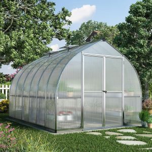 8'x12' Palram Canopia Bella Large Walk In Silver Aluminium Framed Greenhouse (2.4x3.6m) by Buy Sheds Direct