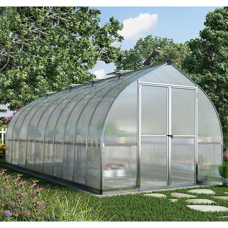 8'x20' Palram Canopia Bella Large Walk In Silver Aluminium Framed Greenhouse (2.4x6m) by Buy Sheds Direct