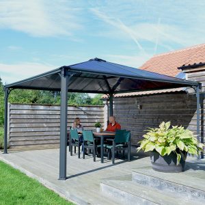 14x14 Palram Canopia Palermo 4300 Grey Garden Gazebo by Buy Sheds Direct