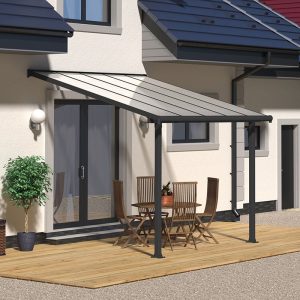 10x10 Palram Canopia Olympia Grey Patio Cover With Clear Panels by Buy Sheds Direct