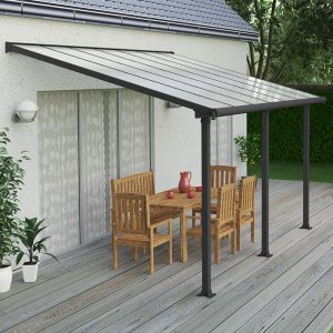 10x14 Palram Canopia Olympia Grey Patio Cover With Clear Panels by Buy Sheds Direct