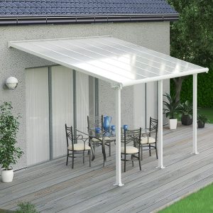 10x14 Palram Canopia Olympia White Patio Cover With Clear Panels by Buy Sheds Direct