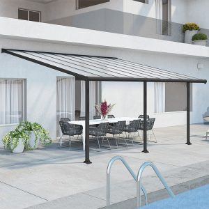 10x18 Palram Canopia Olympia Grey Patio Cover With Clear Panels by Buy Sheds Direct