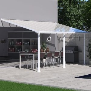 10x18 Palram Canopia Olympia White Patio Cover With Clear Panels by Buy Sheds Direct
