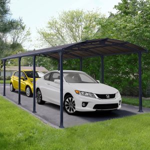 12' x 28' Palram Canopia Arcadia 8500 Grey Metal Carport (3.59m x 8.58m) by Buy Sheds Direct