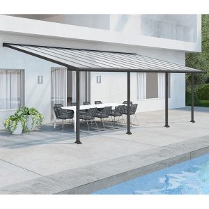 10x20 Palram Canopia Olympia Grey Patio Cover With Clear Panels by Buy Sheds Direct