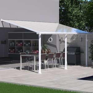 10x20 Palram Canopia Olympia White Patio Cover With Clear Panels by Buy Sheds Direct