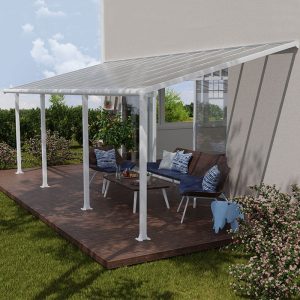 10' x 24' Palram Canopia Olympia White Patio Cover with Clear Panels (2.95m x 7.39m) by Buy Sheds Direct