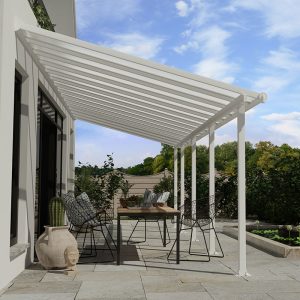 10' x 28' Palram Canopia Olympia White Patio Cover with Clear Panels (2.95m x 8.60m) by Buy Sheds Direct