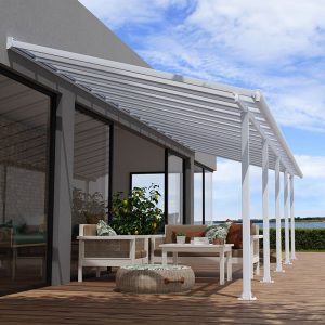 10' x 32' Palram Canopia Olympia White Patio Cover with Clear Panels (2.95m x 9.80m) by Buy Sheds Direct
