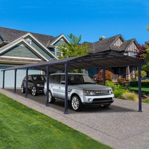 12' x 35' Palram Canopia Arcadia 10600 Grey Metal Carport (3.59m x 10.72m) by Buy Sheds Direct