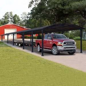 12' x 42' Palram Canopia Arcadia 12700 Grey Metal Carport (3.59m x 12.86m) by Buy Sheds Direct
