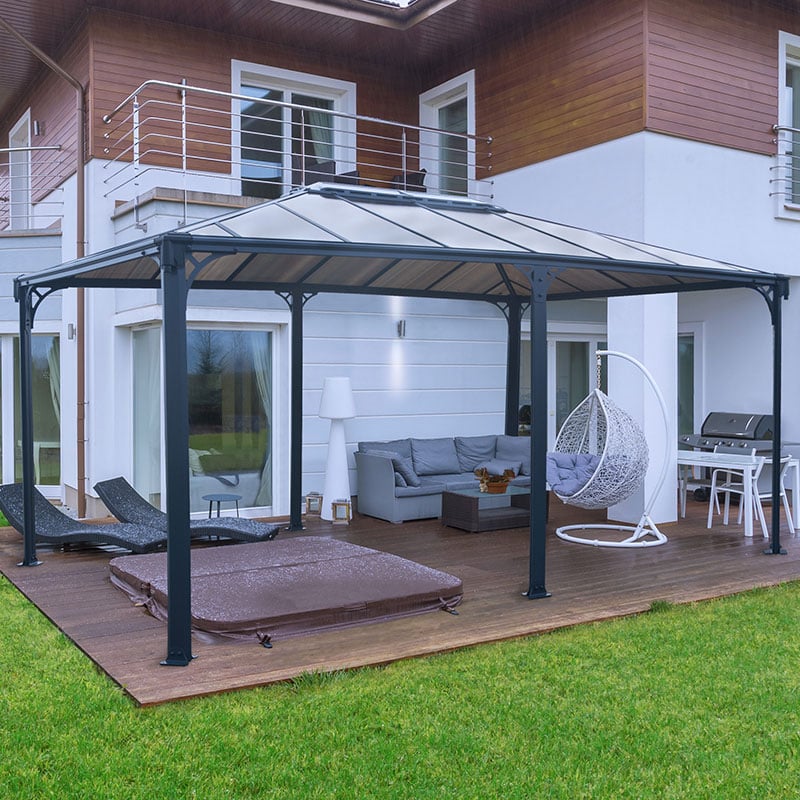 16x12 Palram Canopia Martinique 5000 Grey Garden Gazebo by Buy Sheds Direct
