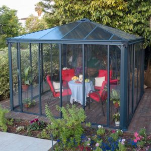 12x12 Palram Canopia Ledro 3600 Enclosed Grey Gazebo by Buy Sheds Direct