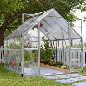 8' x 8' Palram Canopia Balance Silver Greenhouse (2.47m x 2.44m) by Buy Sheds Direct