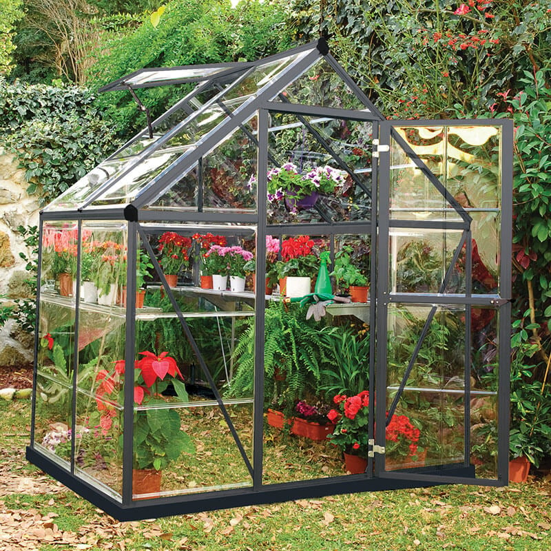 6â x 4â Palram Canopia Harmony Grey Polycarbonate Greenhouse (1.85m x 1.26m) by Buy Sheds Direct