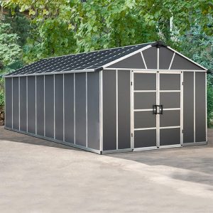 11' x 21.3' Palram Canopia Yukon Premium Dark Grey Plastic Shed with WPC Floor (3.32m x 6.43m) by Buy Sheds Direct