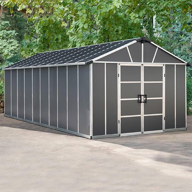 11' x 21.3' Palram Canopia Yukon Premium Dark Grey Plastic Shed with WPC Floor (3.32m x 6.43m) by Buy Sheds Direct