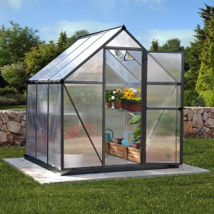 6' x 6' Palram Canopia Mythos Grey Greenhouse (1.85m x 1.86m) by Buy Sheds Direct