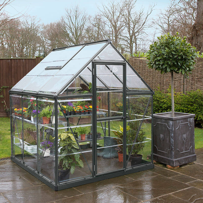 6â x 6â Palram Canopia Harmony Grey Polycarbonate Greenhouse (1.85m x 1.86m) by Buy Sheds Direct
